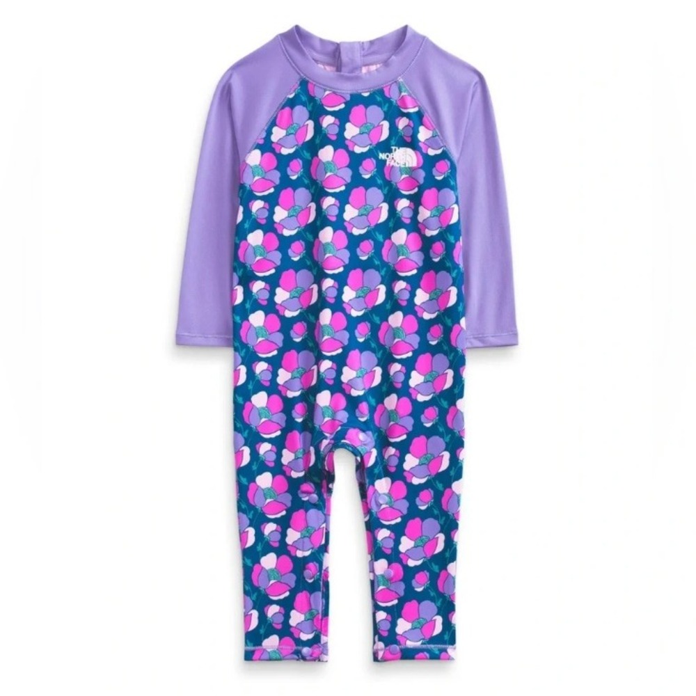The North Face Infant Floral UPF 40+ Long Sleeve Sun Suit Rashguard 12/18M